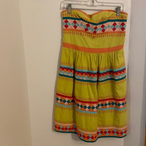 Anthropologie Yellow Quilotoa Strapless Leifsdottir Mini Dress - Picture 2 of 8